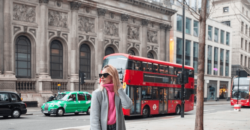 london bus and woman